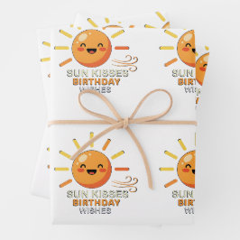 Cute Smiling Sun Birthday Wishes Wrapping Paper  Geschenkpapier Set