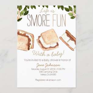Cute smores camping baby shower invitation