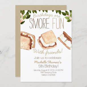 Cute smores camping enfant invitation d'anniversai