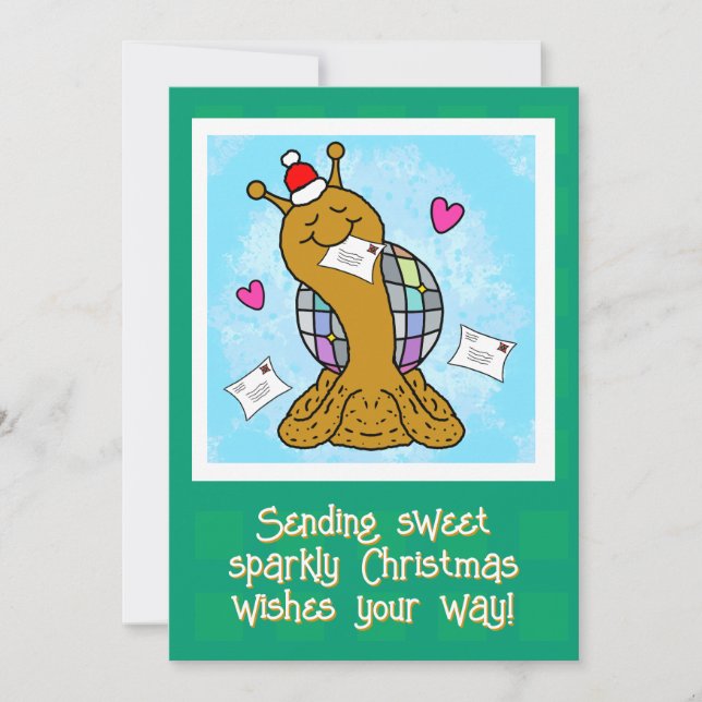 Cute Snail Disco Mail Christmas Feiertagskarte (Vorderseite)