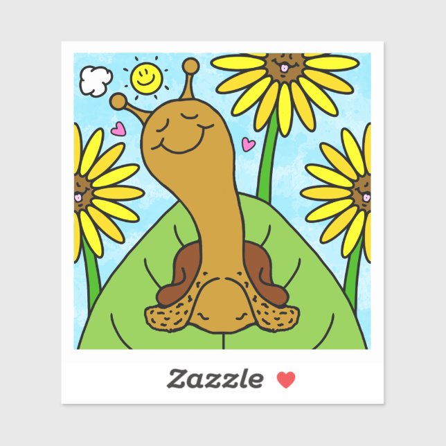 Cute Snail Summer Sunflower Garden Chat  Aufkleber (Blatt)