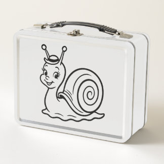 Cute Snail Wearing Hat Funny Retro Metall Brotdose