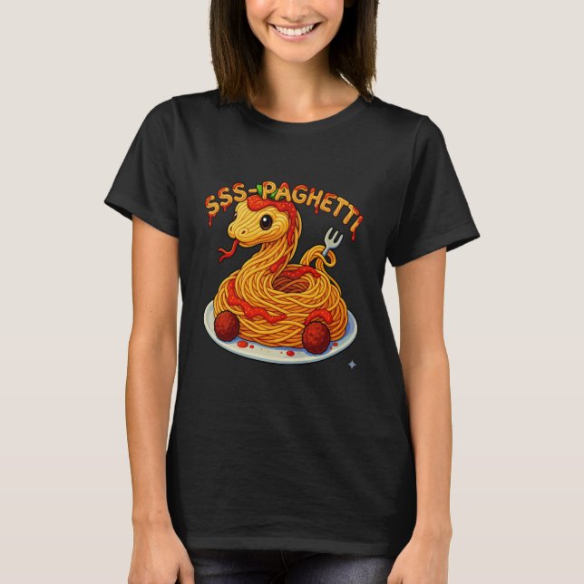 Cute Snake Pasta Danger Noodle Pun Spaghetti T-Shirt (Vorderseite)