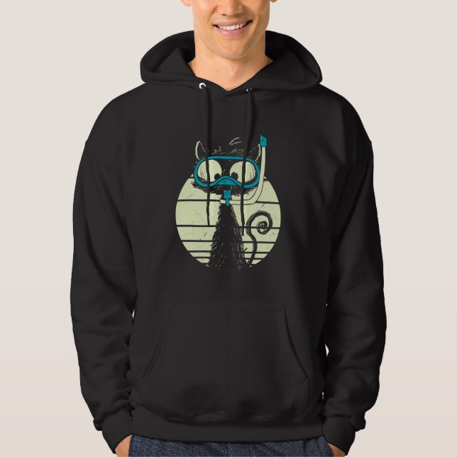 Cute Snorkel Cat Diver Cat Diving Goggles Hoodie (Vorderseite)