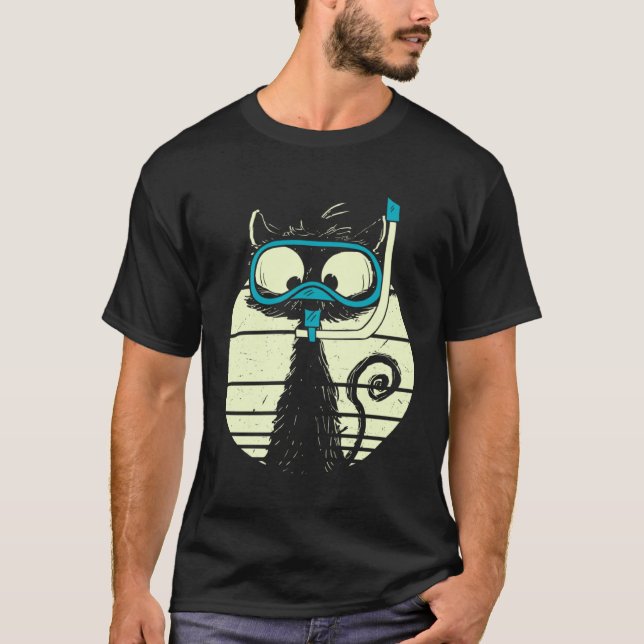 Cute Snorkel Cat Diver Cat Diving Goggles T-Shirt (Vorderseite)