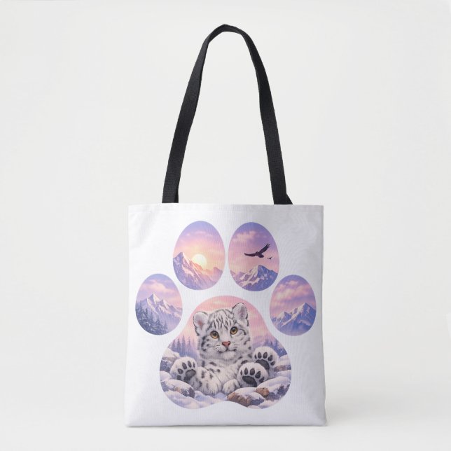Cute Snow Leopard Paw Mountain Design Tasche (Vorderseite)