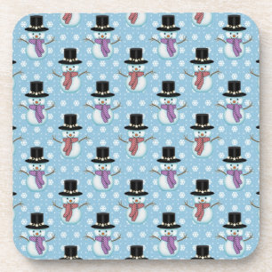 Cute Snowman and Snowflakes Pattern Getränkeuntersetzer