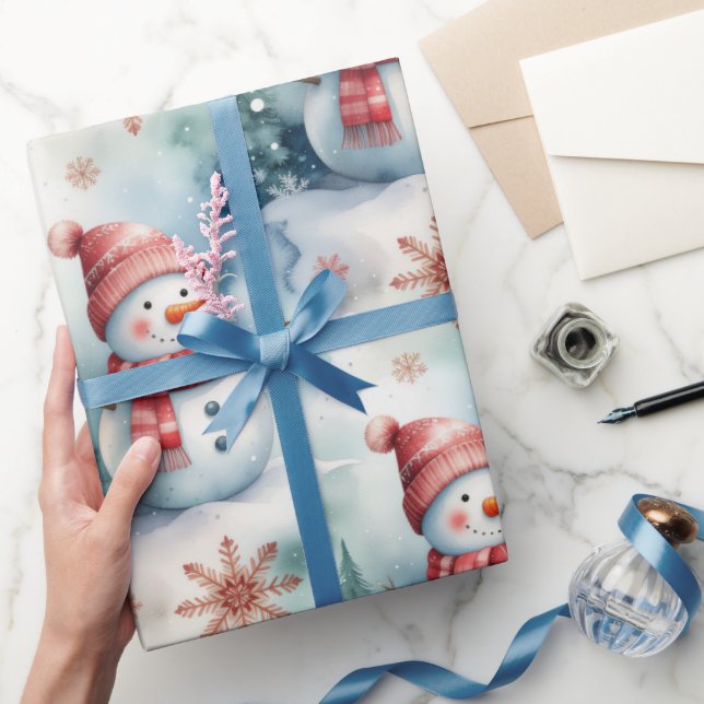 Cute Snowman Christmas  Geschenkpapier (Schenken)