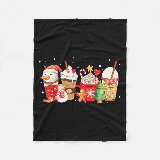 Cute Snowman Coffee Lover Latte Gingerbread Funny  Fleecedecke (Vorderseite)