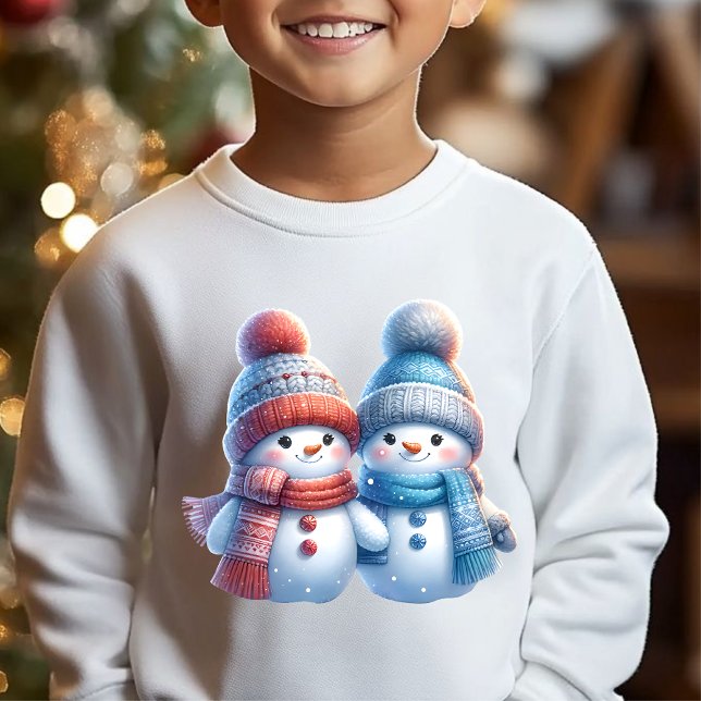 Cute Snowman Couple Winter Illustration T-Shirt (Von Creator hochgeladen)