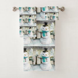 Cute Snowman en hiver Motif de scène de Noël