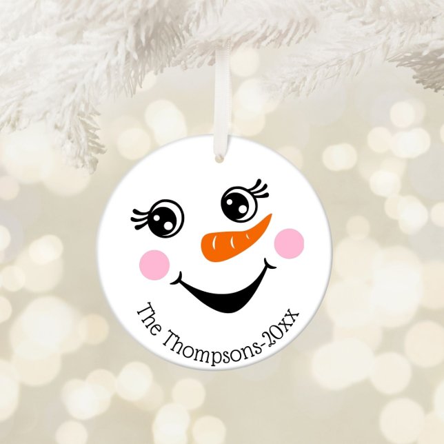 Cute Snowman Face Personalized  Ornament (Von Creator hochgeladen)