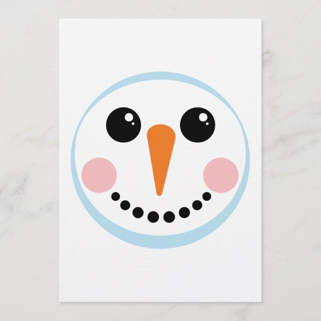 Cute Snowman Face Winter Holiday Design Einladung (Vorderseite)