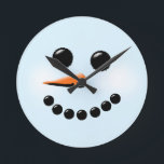 Cute Snowman Face Winter Holiday Snowmen Runde Wanduhr<br><div class="desc">Dress up your home with this cute snowman head wall clock.  Look for matching snowman face decor in the rest of this shop!</div>