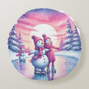 Cute Snowman Famille Coussin de Noël