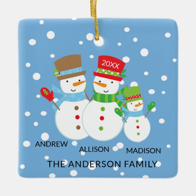 Cute Snowman Family of 3 Christmas Ornament (Vorderseite)