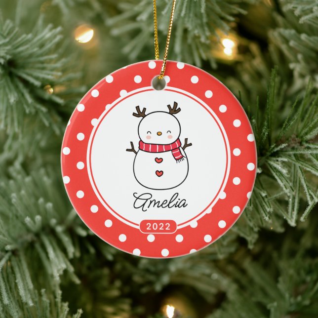 Cute Snowman Girls Christmas Ornament (Baum)