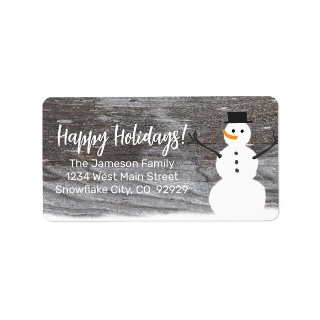 Cute Snowman Happy Holidays Adressaufkleber (Vorne)