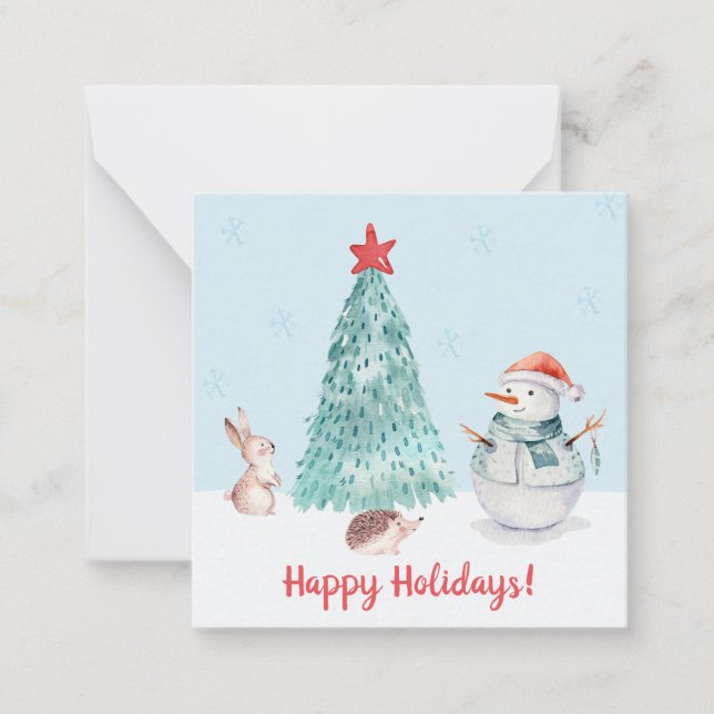 Cute Snowman Happy Holidays Mitteilungskarte (Vorderseite)