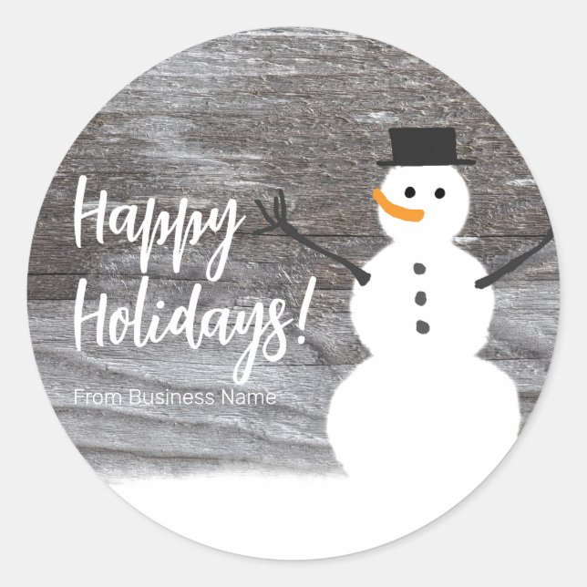 Cute Snowman Happy Holidays Runder Aufkleber (Vorderseite)