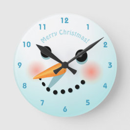 Cute Snowman Head With Rosy Cheeks Runde Wanduhr