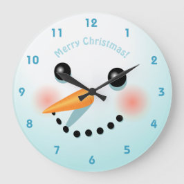 Cute Snowman Head With Rosy Cheeks Runde Wanduhr