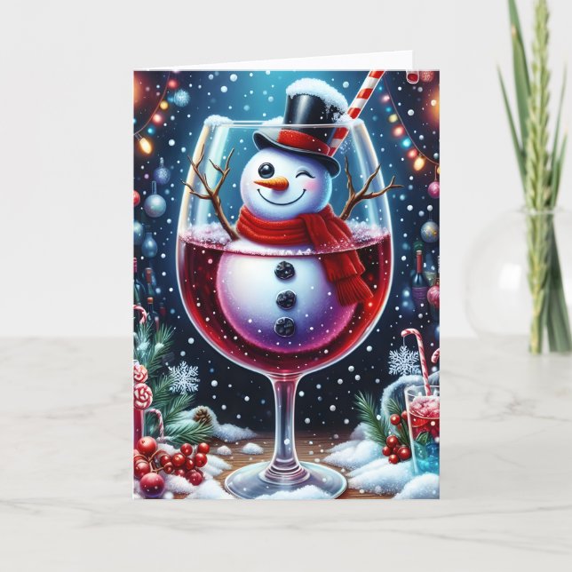 Cute Snowman Holiday Spirit Christmas Feiertagskarte (Vorderseite)
