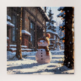 Cute snowman on the street