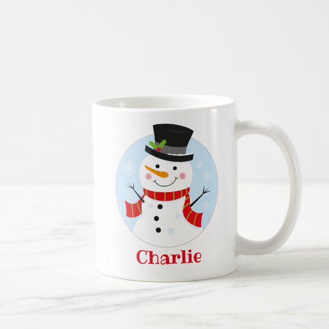 Cute Snowman Personnalisé Enfants Christmas Mug (Droite)