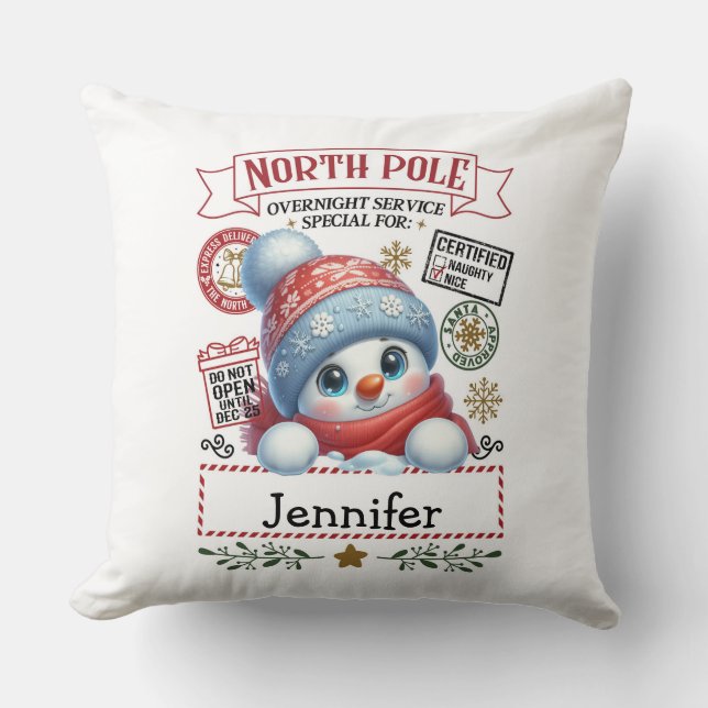 Cute Snowman Throw Pillow Kissen (Vorderseite)