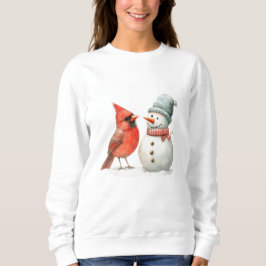Cute Snowman with Bird Winter Christmas Scene Sweatshirt