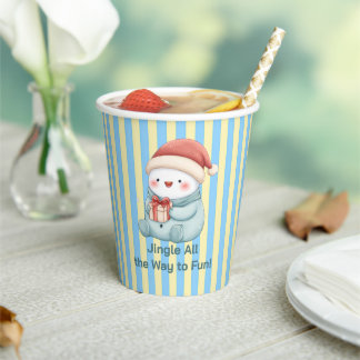 Cute Snowman with Gift Pappbecher