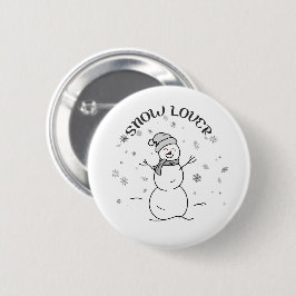 Cute Snowman with SNOW LOVER Text and Snowflakes   Button