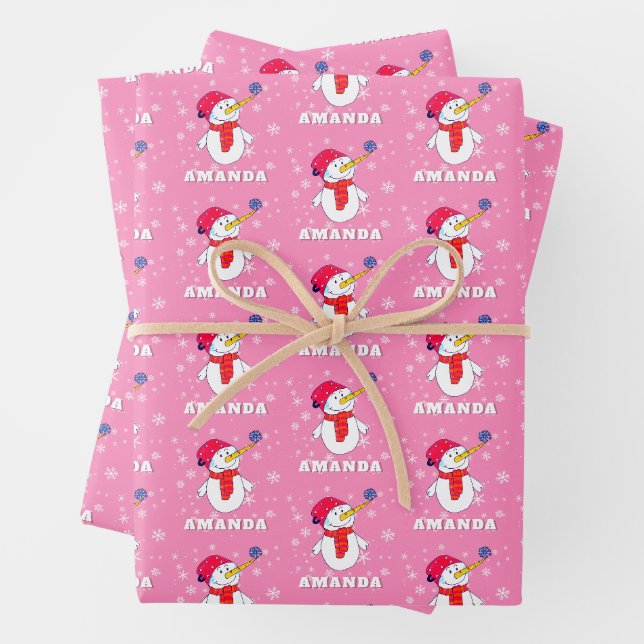 Cute Snowman with Snowflakes Kids Christmas Geschenkpapier Set (Beispiel)