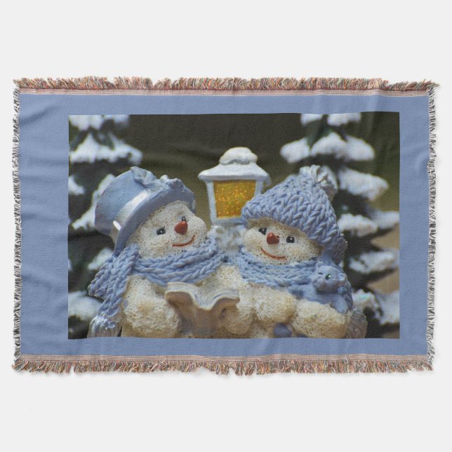 Cute Snowmen Couverture de Noël Jeter (Devant)