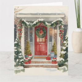 Cute Snowy Christmas Porch  Karte