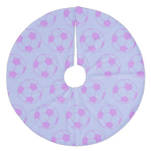 Cute Soccer Ball Pattern in Purple and Blue Fleece Weihnachtsbaumdecke