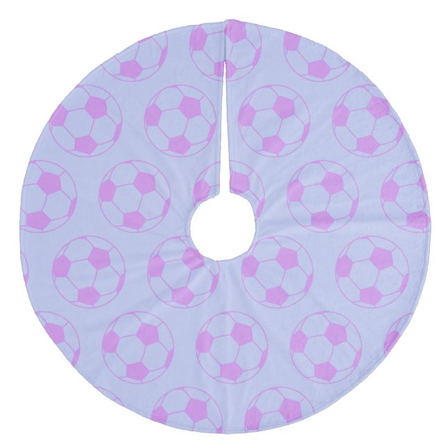 Cute Soccer Ball Pattern in Purple and Blue Fleece Weihnachtsbaumdecke (Vorderseite)