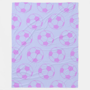 Cute Soccer Ball Pattern in Purple and Blue Fleecedecke