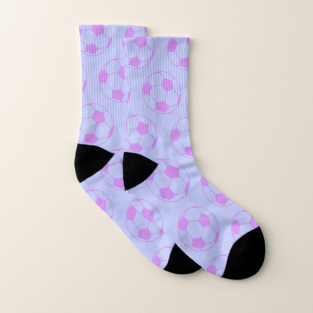 Cute Soccer Ball Pattern in Purple and Blue Socken (Paar)