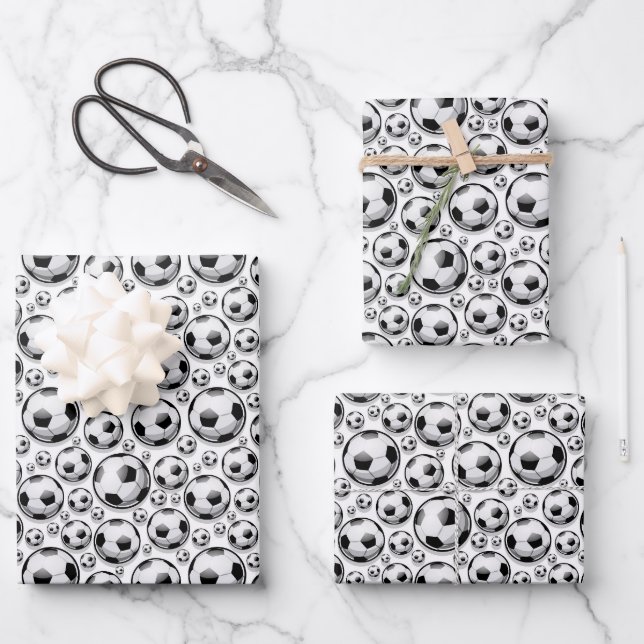 cute Soccer ball sports pattern  Geschenkpapier Set (Vorderseite)