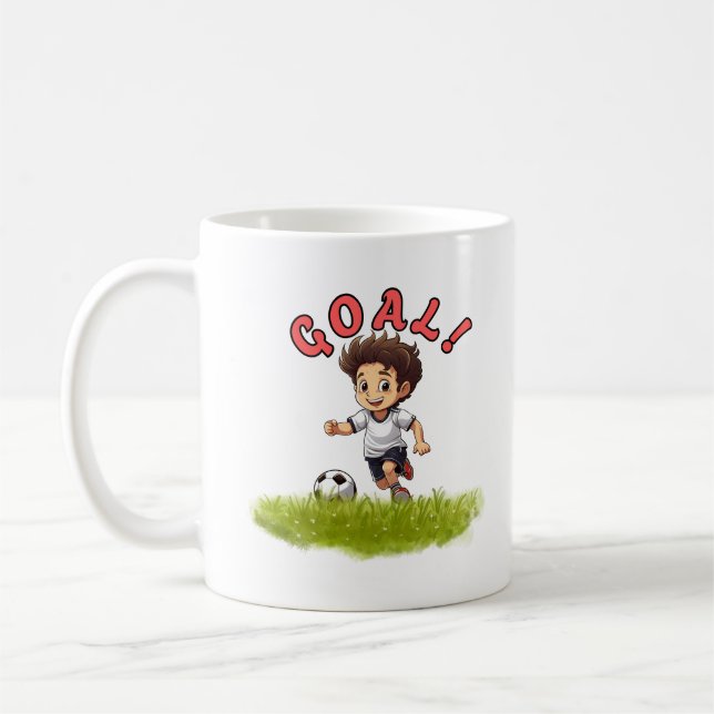Cute Soccer Kid Cartoon Sports Design Kaffeetasse (Links)