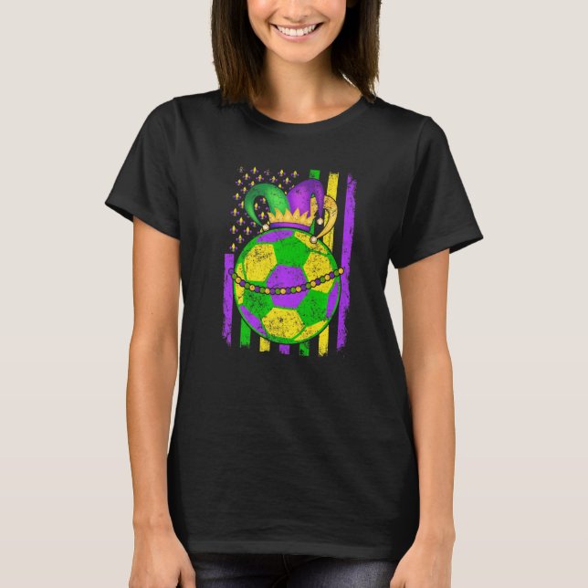 Cute Soccer Mardi Gras Hat Party  Festival Apparel T-Shirt (Vorderseite)