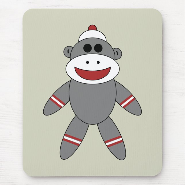 Cute Sock Monkey on Tan Mousepad (Vorne)