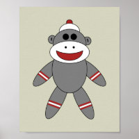 Cute Sock Monkey on Tan Nursery