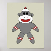Cute Sock Monkey on Tan Nursery