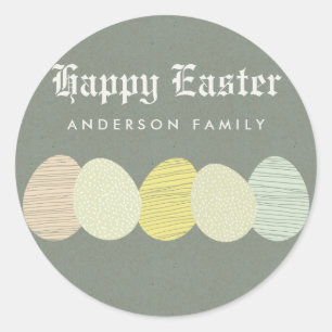 CUTE SOFT SUBTLE PASTEL EASTER EGGS PERSONALIZED RUNDER AUFKLEBER