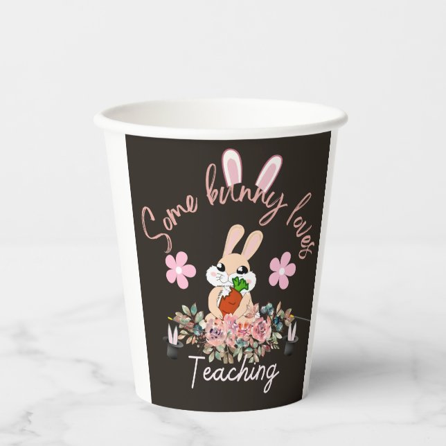 Cute some bunny loves teaching mug pappbecher (Vorderseite)