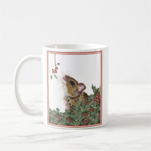 Cute souris et Holly Christmas Mug