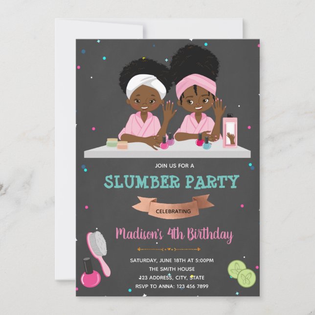 Cute spa invitation anniversaire de enfant africai (Devant)